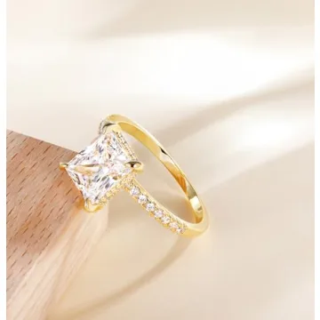 TIGRADE Elegant 4CT Engagement Ring for Women Gold Adjustable