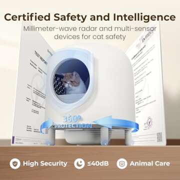 ABRCT Self-Cleaning Cat Litter Robot Box - 62L Automatic Litter Box for Multi-Cats Odor Removal APP Control Weight Sensor Pop Up Alert No More Scoop for All Breeds (White 2)