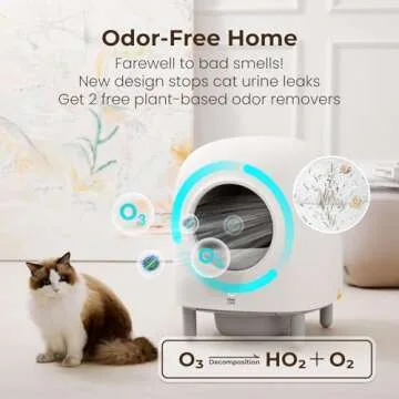 ABRCT Self-Cleaning Cat Litter Robot Box - 62L Automatic Litter Box for Multi-Cats Odor Removal APP Control Weight Sensor Pop Up Alert No More Scoop for All Breeds (White 2)