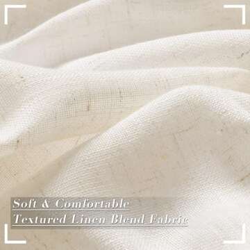 Joywell Cream Natural Back Tab Rod Pocket Linen Curtains 84 Inches Long 2 Panels for Living Room Bedroom Neutral Boho Farmhouse Rustic Light Filtering Semi Sheer Curtains Window Treatment 52x84