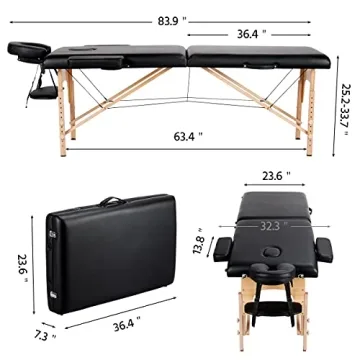 Yaheetech Adjustable Foldable Portable Massage Table Spa Bed
