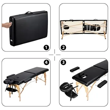 Yaheetech Adjustable Foldable Portable Massage Table Spa Bed