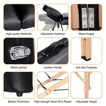 Yaheetech Adjustable Foldable Portable Massage Table Spa Bed