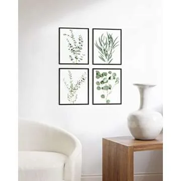 HAUS AND HUES Botanical Plant Wall Art Prints - Set of 4 Plant Decor Prints, Floral Kitchen Pictures, Flower Leaves Wall Art, Boho Leaf Eucalyptus Wall Décor (8x10, UNFRAMED)