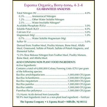 Espoma Organic Berry-Tone 4-3-4 Natural & Organic Fertilizer and Plant Food for All Berries. 4 lb. Bag. Use for Planting & Feeding to Promote Bountiful Harvest - Pack of 2