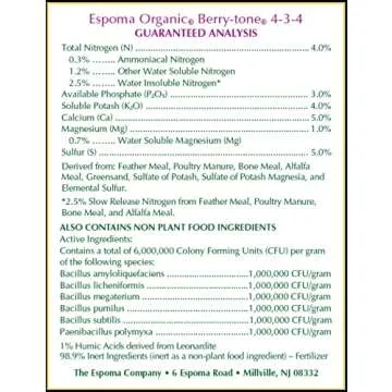 Espoma Organic Berry-Tone 4-3-4 Natural & Organic Fertilizer and Plant Food for All Berries. 4 lb. Bag. Use for Planting & Feeding to Promote Bountiful Harvest - Pack of 2