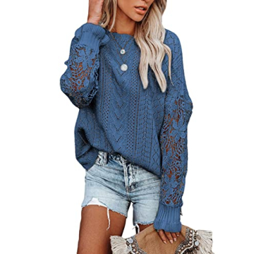 Dokotoo Women’s Cute Lace Crochet Sweater - Fashion 2024
