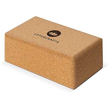 Lotuscrafts Cork Yoga Block - Supra Grip - 100% Natural - 7.5 x 14 x 23 cm - Yoga Brick - Pilates Block