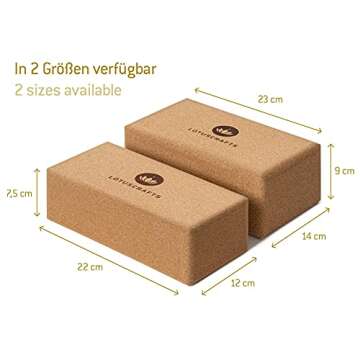 Lotuscrafts Cork Yoga Block - Supra Grip - 100% Natural - 7.5 x 14 x 23 cm - Yoga Brick - Pilates Block