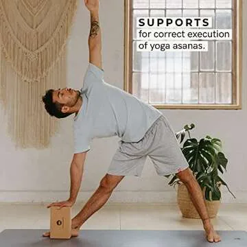 Lotuscrafts Cork Yoga Block - Supra Grip - 100% Natural - 7.5 x 14 x 23 cm - Yoga Brick - Pilates Block