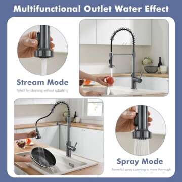 GIMILI Black Stainless Touchless Kitchen Faucet Motion Sensor Kitchen Faucets with Pull Down Sprayer Single Handle Kitchen Sink Faucet