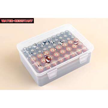 Battery Organizer Storage Box, Garage Case Holder for 24* AA, 30* AAA Batteries (Bag Not Include Batteries Pack)-White