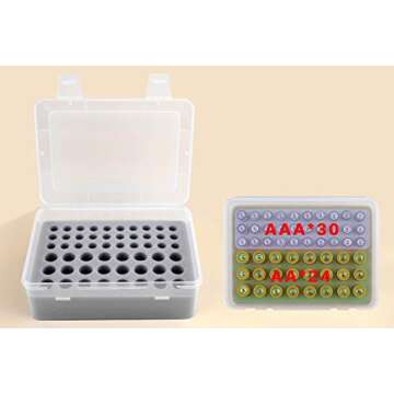 Battery Organizer Storage Box, Garage Case Holder for 24* AA, 30* AAA Batteries (Bag Not Include Batteries Pack)-White