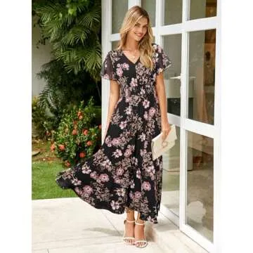 Simplee Floral Maxi Dress - Summer Boho Wedding Guest Dress