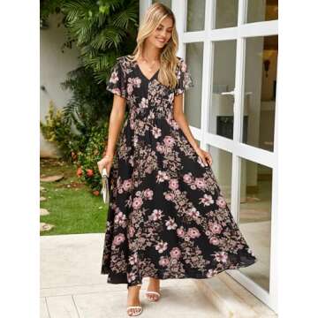 Simplee Floral Maxi Dress - Summer Boho Wedding Guest Dress