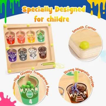 2 in 1 Magnetic Color and Number Maze, Educational Montessori Toys for 3 4 5 Year Old Boys Girls Baby, Educational Magnetic Color Recognition & Counting Number, Gifts for Baby Toddlers Kids -2Pcs