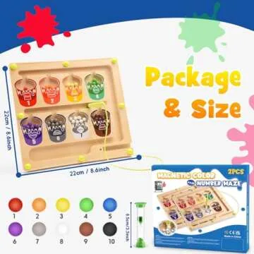 2 in 1 Magnetic Color and Number Maze, Educational Montessori Toys for 3 4 5 Year Old Boys Girls Baby, Educational Magnetic Color Recognition & Counting Number, Gifts for Baby Toddlers Kids -2Pcs
