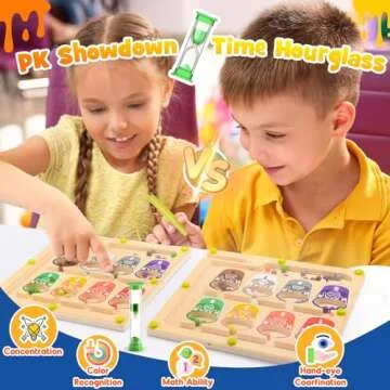 2 in 1 Magnetic Color and Number Maze, Educational Montessori Toys for 3 4 5 Year Old Boys Girls Baby, Educational Magnetic Color Recognition & Counting Number, Gifts for Baby Toddlers Kids -2Pcs