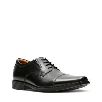 Clarks Men's Tilden Cap Oxford Shoe,Black Leather,12 M US