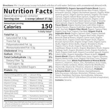 Garden of Life Meal Replacement Shakes, Vegan Protein Powder, Raw Organic Protein Powder, Vanilla Protein Powder with Plant Based Pea Protein, Sprouts, Greens, Probiotics, Dairy Free 28 Servings