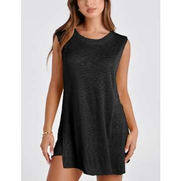 Gozoloma Women Summer Knit Set Sleeveless Tunic Top Shorts 2 Piece Outfits Casual Sweater Beach Vaca...