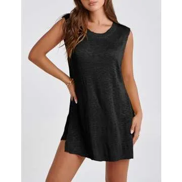 Gozoloma Women Summer Knit Set Sleeveless Tunic Top Shorts 2 Piece Outfits Casual Sweater Beach Vacation Set(ck-S)