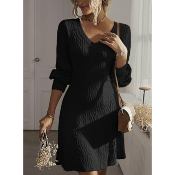 Dookatoo Women's Winter Sweater Dress - Elegant Casual A-Line