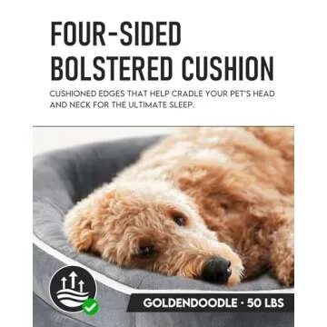 OhGeni Orthopedic Dog Bed Couch for X-Large Dogs with Memory Foam Support, Four-Sided Bolster Cushions, Soft Tear-Resistant Fabric, and Removable Machine Washable Plush Cover 42-Inch (Gray)