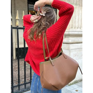 Yimoon Womens Y2K Cardigan Sweater Crewneck Long Sleeve Button Down Cropped Chunky Knit Cardigan Outwear 2024 Fall(Red-S)