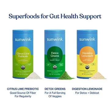Sunwink Detox Powdered Greens - Organic Greens SuperFood Powder for Debloat - Super Greens Powder w/Celery, Dandelion, Spirulina - Daily Greens Powder for Gentle Detox - 4.2 oz (20 Servings)