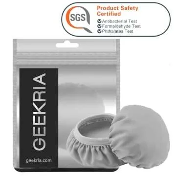 Geekria 2 Pairs Flex Fabric Headphones Ear Covers, Washable & Stretchable Sanitary Earcup Protectors for On-Ear Headset Ear Pads, Sweat Cover for Warm & Comfort (S/Grey)