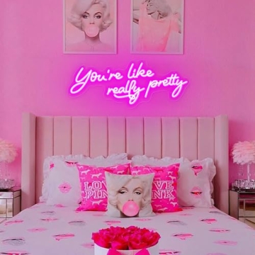 Large You're Like Really Pretty Neon Sign, with Timing Dimmable Remote, 25-IN Pink Youre Like Really...