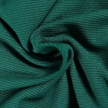 Roselux Womens Long Sleeve Stretch Crewneck Ribbed T-Shirt Fitted Casual Basic Tops(3922,Dark Green-M)