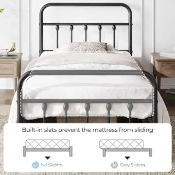 Yaheetech Classic Metal Platform Bed Frame Mattress Foundation with Victorian Style Iron-Art Headboard/Footboard/Under Bed Storage/No Box Spring Needed/Twin Size Black