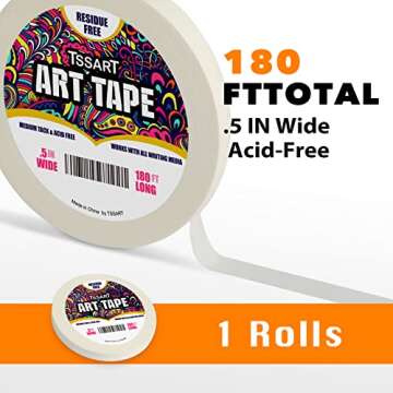 TSSART White Art Tape - Medium Tack Masking Tape for Artists