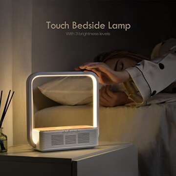 WILIT Bedside Table Lamp, Touch Lamp with Wireless Chargering, LED Desk Lamp with Bluetooth Speaker, Eye-Caring 3-Grade Dimmable Nightstand Reading Lamp Gifts for Women, Men, Dad, Mom