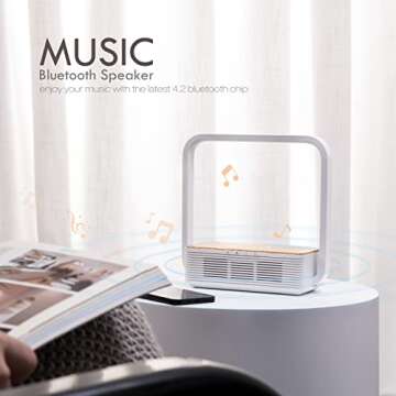 WILIT Bedside Table Lamp, Touch Lamp with Wireless Chargering, LED Desk Lamp with Bluetooth Speaker, Eye-Caring 3-Grade Dimmable Nightstand Reading Lamp Gifts for Women, Men, Dad, Mom