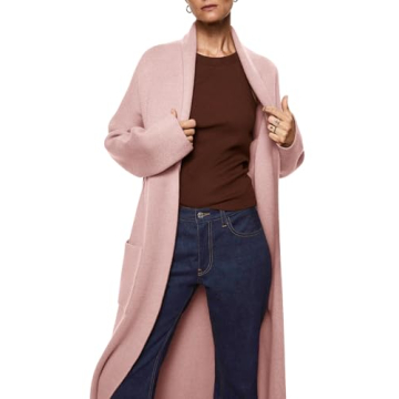 Pink Oversized Women's Maxi Cardigan Warm Knitted Sweater Coat