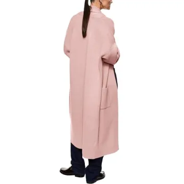 Pink Oversized Women's Maxi Cardigan Warm Knitted Sweater Coat