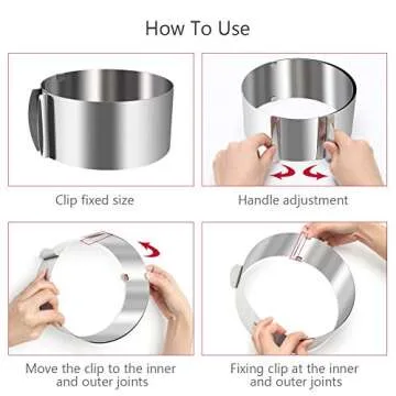 WIWAPLEX Cake Ring 6 to 12 Inch Adjustable Round Stainless Steel Cake Mousse Mould Ring Bakeware Tools Cake Decorating Mold Baking Ring