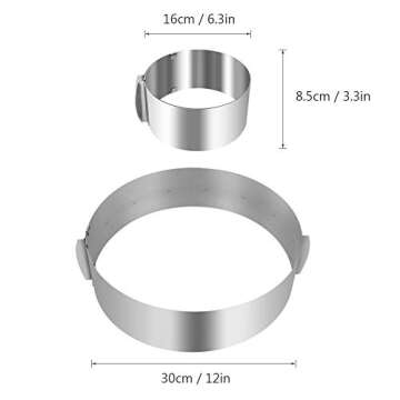 WIWAPLEX Cake Ring 6 to 12 Inch Adjustable Round Stainless Steel Cake Mousse Mould Ring Bakeware Tools Cake Decorating Mold Baking Ring