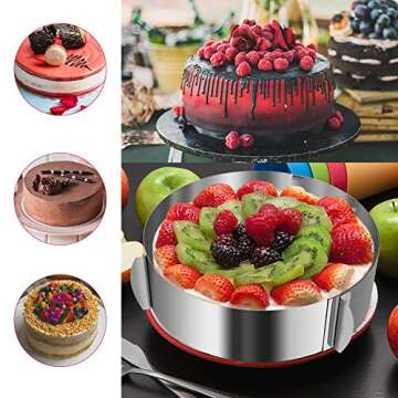 WIWAPLEX Cake Ring 6 to 12 Inch Adjustable Round Stainless Steel Cake Mousse Mould Ring Bakeware Tools Cake Decorating Mold Baking Ring
