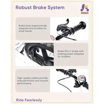 KRIDDO Pro Toddler Balance Bike for 2+ Year Old, 12 Inch Push Bicycle w Hand Brake & Kickstand, Gift Bike for 2-5 Boys Girls, White