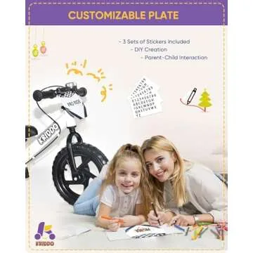 KRIDDO Pro Toddler Balance Bike for 2+ Year Old, 12 Inch Push Bicycle w Hand Brake & Kickstand, Gift Bike for 2-5 Boys Girls, White