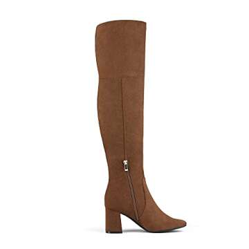 DREAM PAIRS Women's DOB213 Thigh High Over The Knee Fashion Chunky Heel Long Boots,Brown Suede, Size...