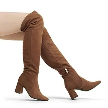 DREAM PAIRS Women's Over-The-Knee Chunky Heel Boots