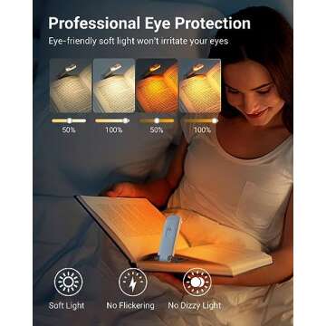 DEWENWILS Book Reading Light - USB Rechargeable LED with Eye Care for Night Reading