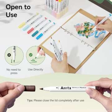 Arrtx 90 Colors Paint Markers Paint Pens, Acrylic Paint Pens for Artists Adults Coloring Drawing - E...