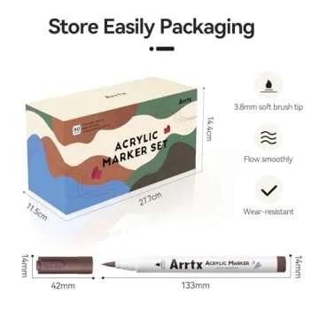 Arrtx 90 Colors Paint Markers Paint Pens, Acrylic Paint Pens for Artists Adults Coloring Drawing - Extra Brush Tip for Rock Painting, Wood, Canvas, DIY Crafts Making Art Supplies