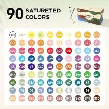 Arrtx 90 Colors Paint Markers Paint Pens, Acrylic Paint Pens for Artists Adults Coloring Drawing - Extra Brush Tip for Rock Painting, Wood, Canvas, DIY Crafts Making Art Supplies